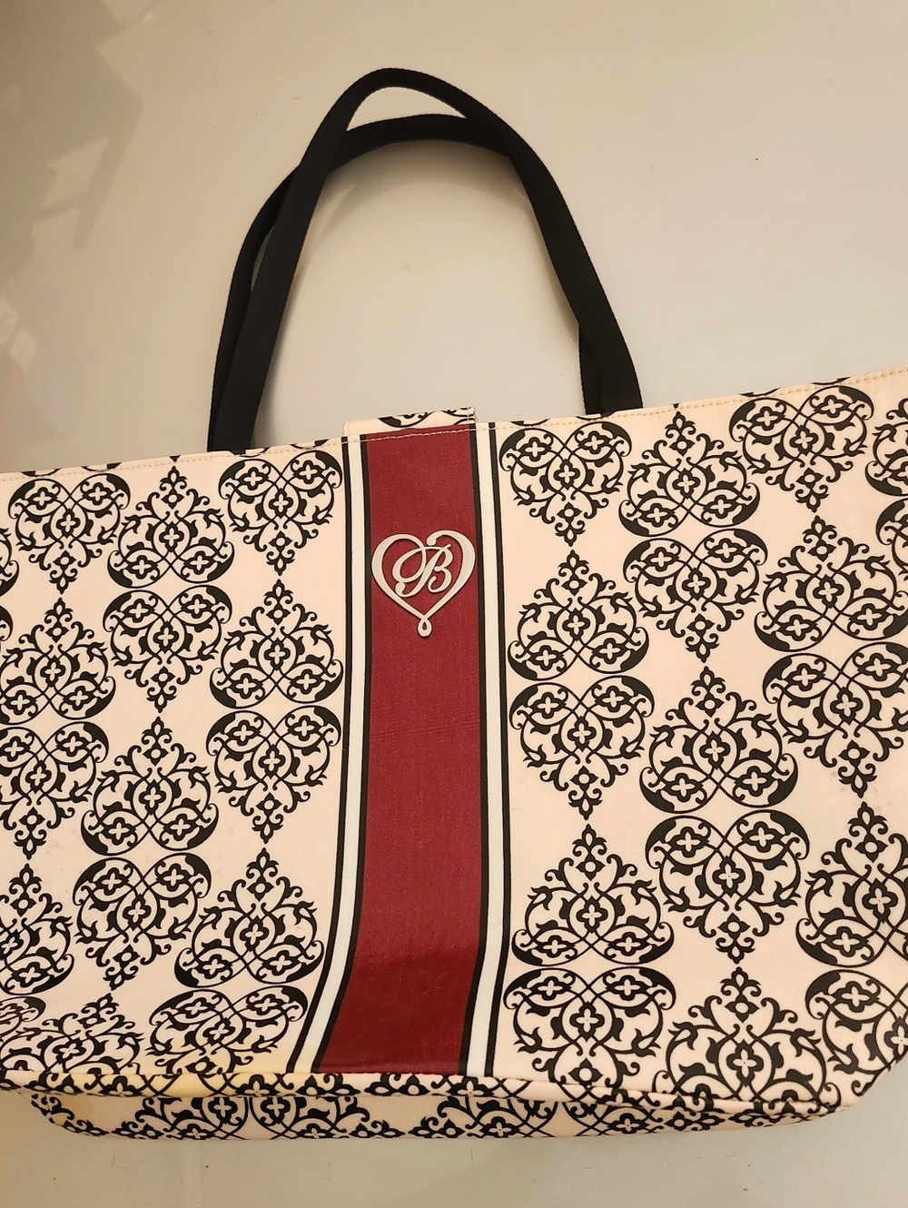 Brighton Cream, Black And Burgundy Coated Canvas Tote Bag - Picture 2 of 10